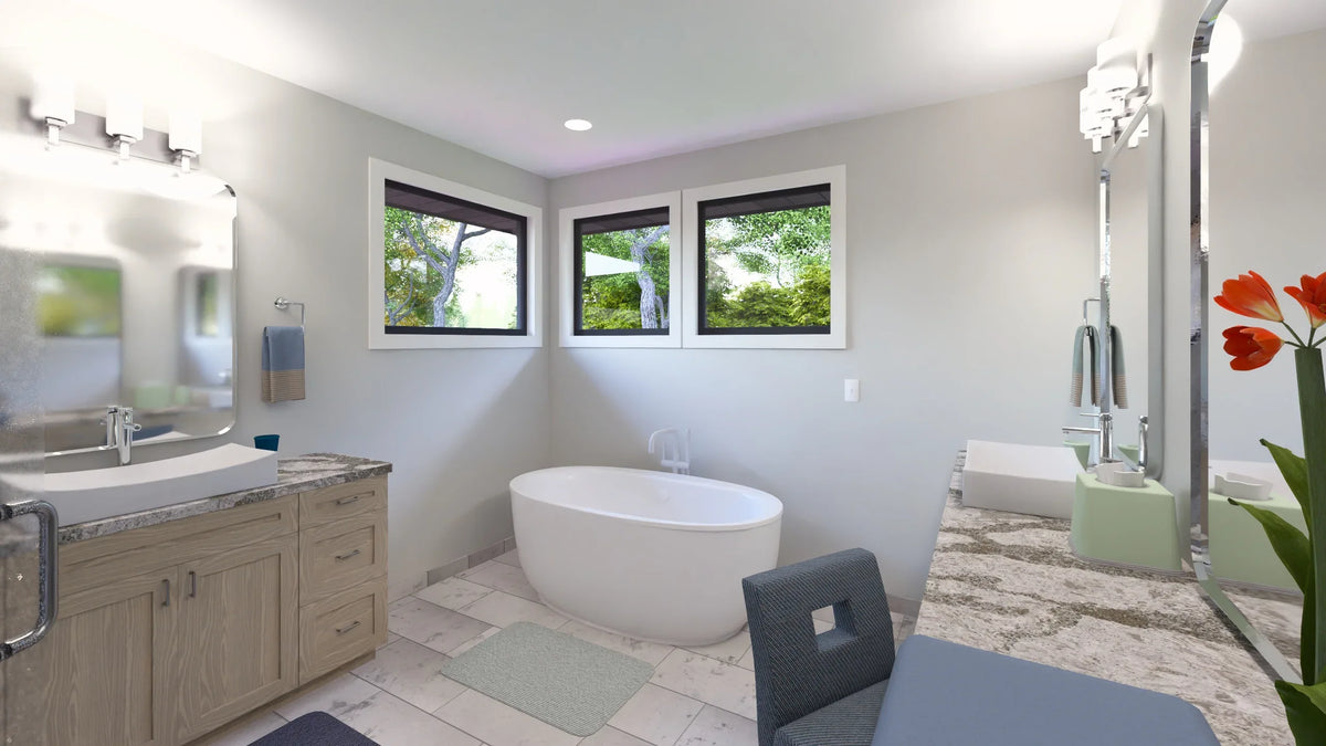 W7606-A Modern Ranch House Master Bathroom, 2 Bedrooms, 2.5 Bathrooms | USA-2725-MOD 