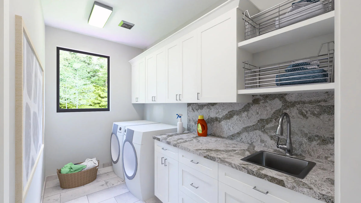 W7606-A Modern Ranch House Laundry, 2 Bedrooms, 2.5 Bathrooms | USA-2725-MOD 