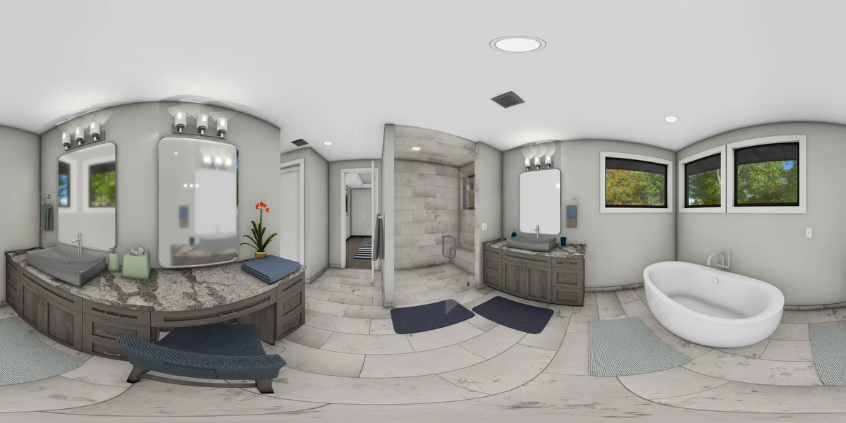 W7606-A Modern Ranch House Panorama 1, 2 Bedrooms, 2.5 Bathrooms | USA-2725-MOD 