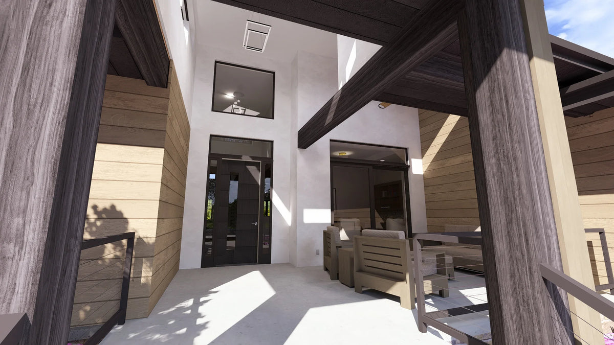W7606-A Modern Ranch House, 2 Bedrooms, 2.5 Bathrooms | USA-2725-MOD Exterior-11