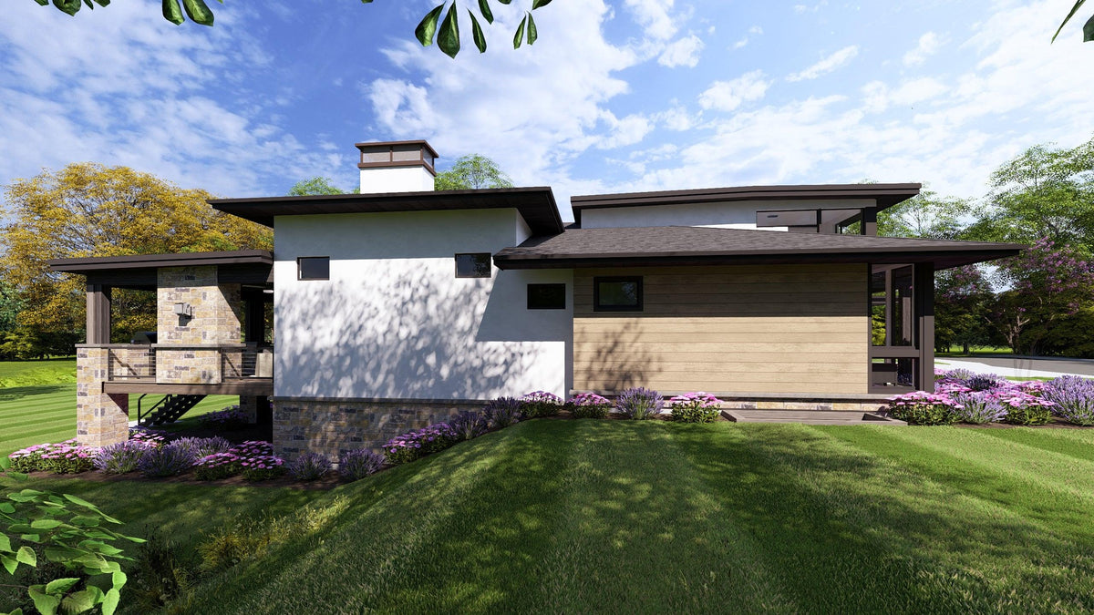 W7606-A Modern Ranch House, 2 Bedrooms, 2.5 Bathrooms | USA-2725-MOD Exterior-3