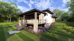 W7606-A Modern Ranch House, 2 Bedrooms, 2.5 Bathrooms | USA-2725-MOD Exterior-4