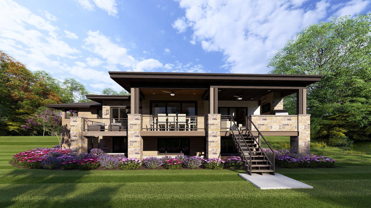 W7606-A Modern Ranch House, 2 Bedrooms, 2.5 Bathrooms | USA-2725-MOD Exterior-5
