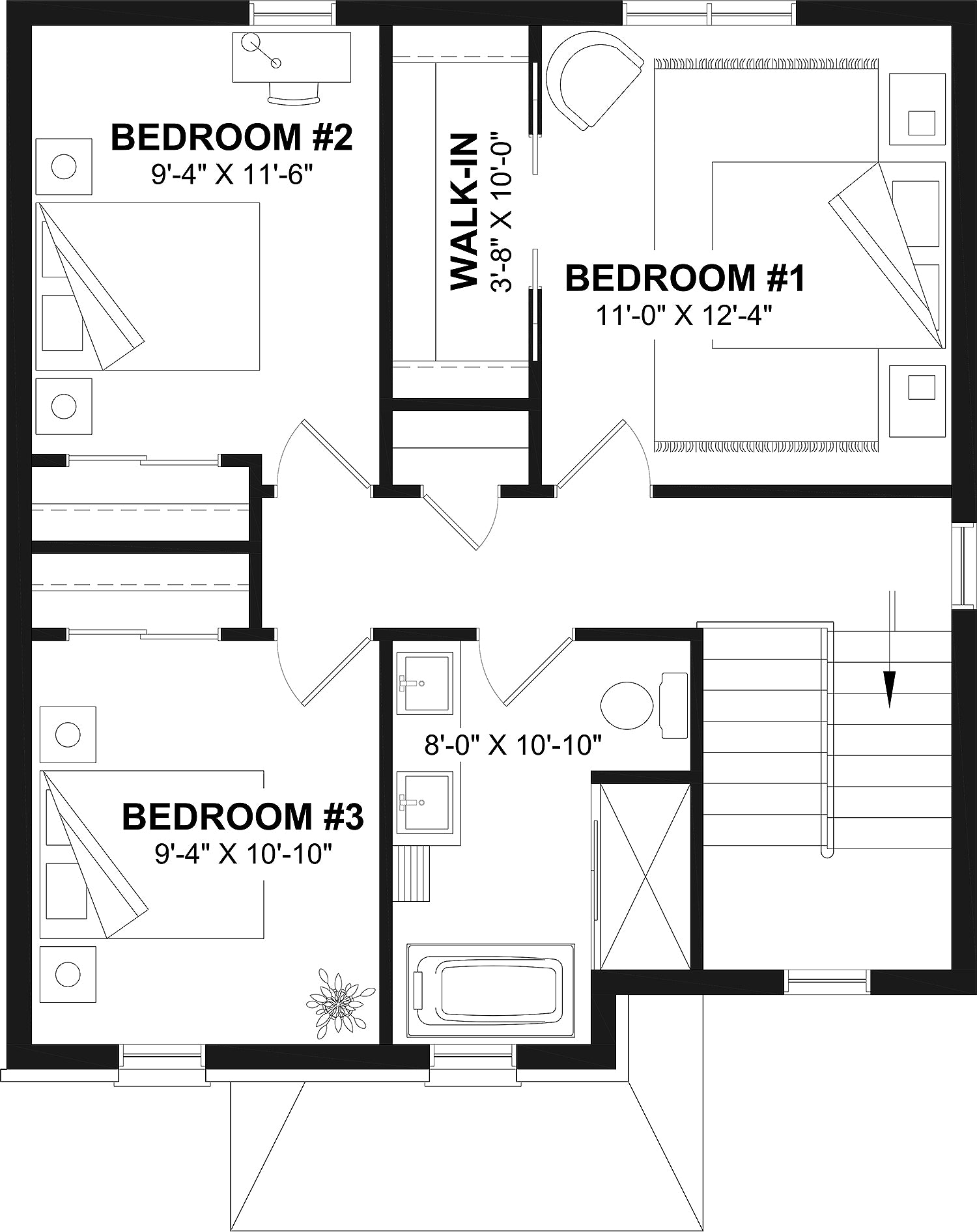 T8028-A English Cottage House First Floor Plan, 3 Bedrooms, 1.5 Bathrooms | Fairhaven 2781 