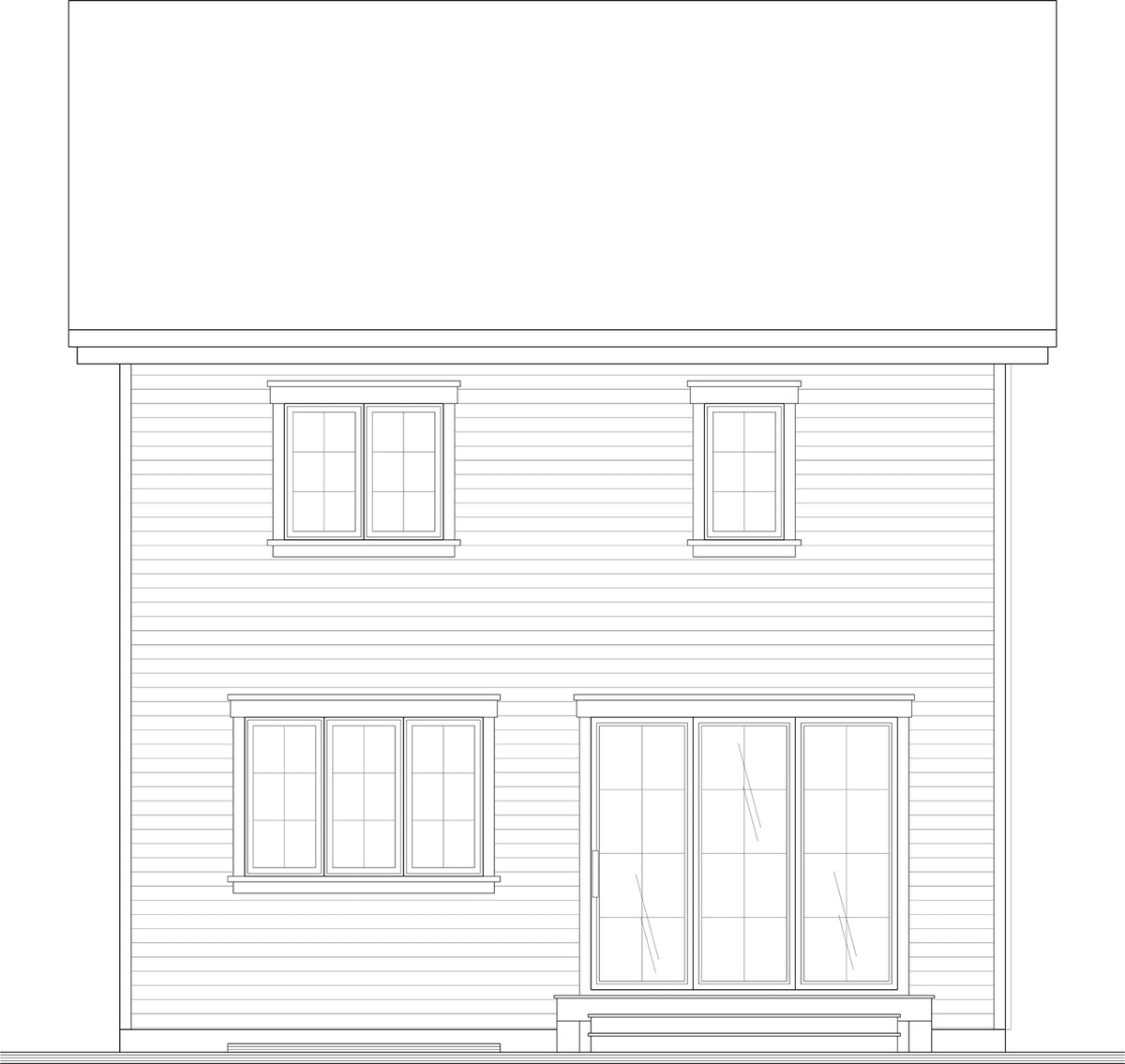 T8028-A English Cottage House, 3 Bedrooms, 1.5 Bathrooms | Fairhaven 2781 Rear Elevation