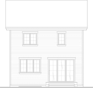 T8028-A English Cottage House, 3 Bedrooms, 1.5 Bathrooms | Fairhaven 2781 Rear Elevation