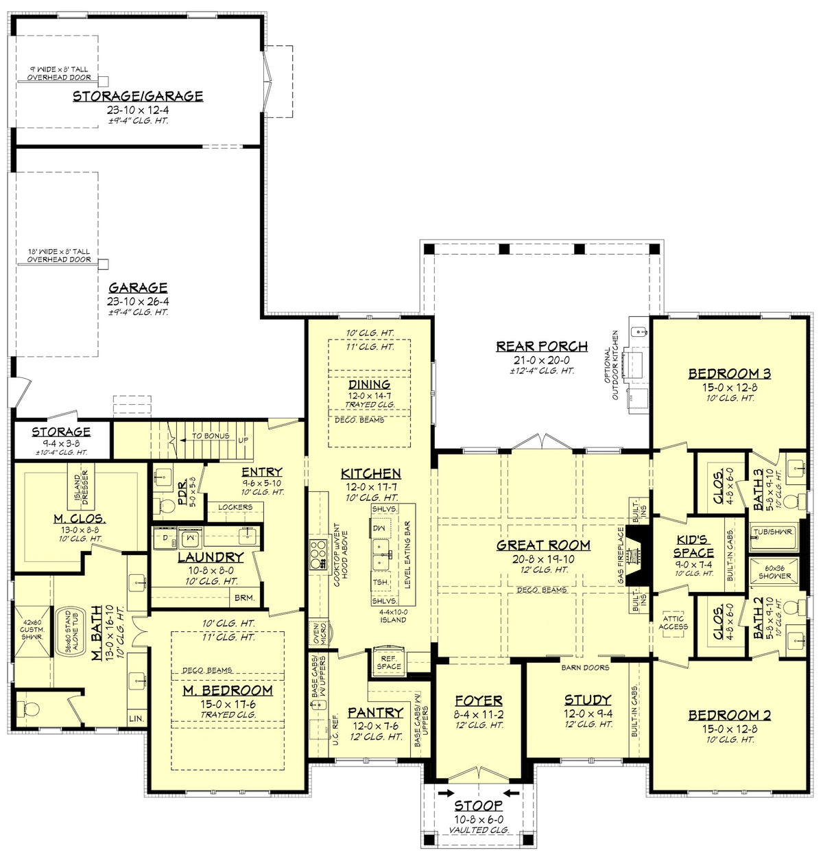 H7274-A Cambridge House First Floor Plan 3 Beds 3.5 Baths