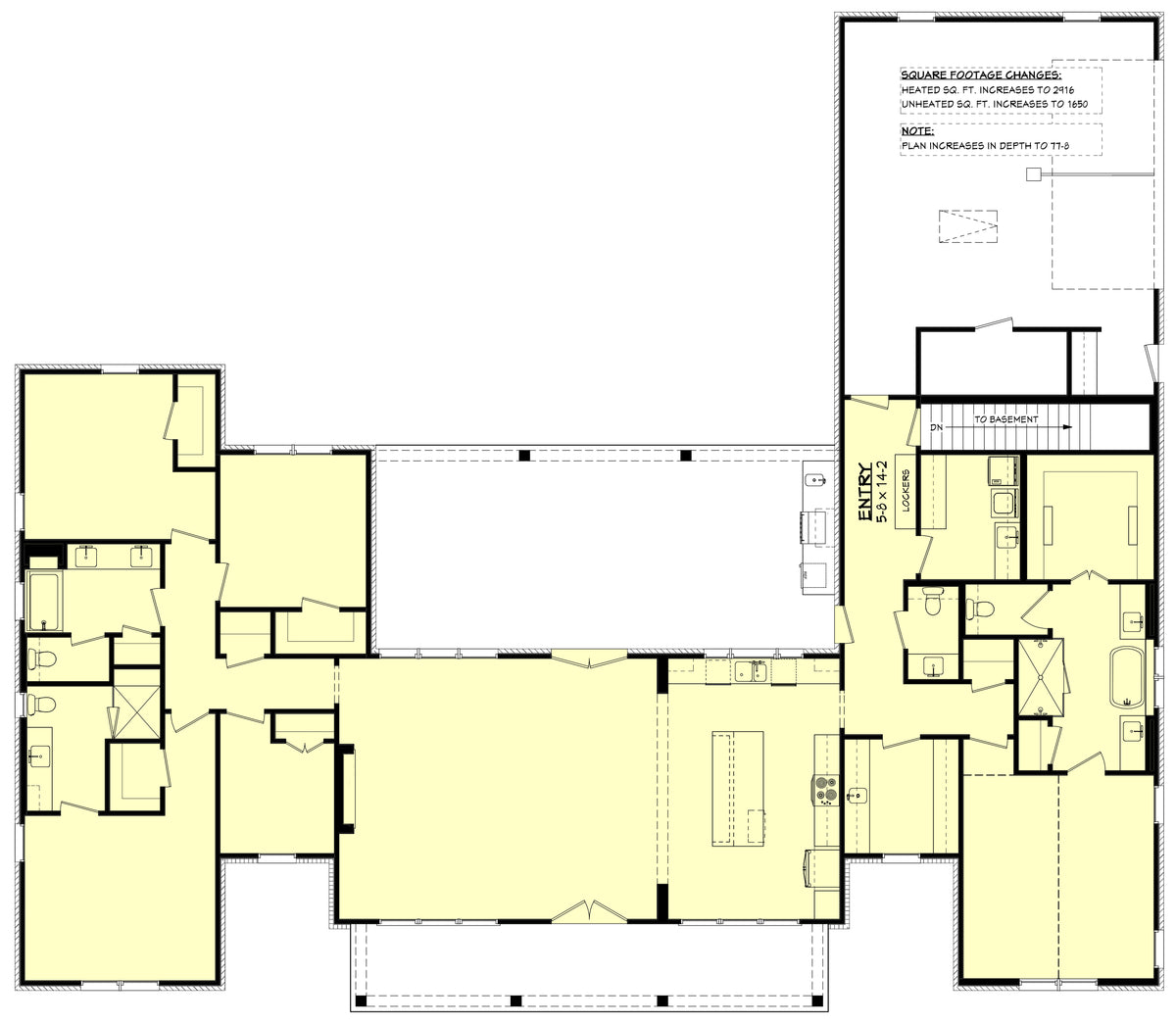H7783-A Transitional House Basement Stair Location Floor Plan, 4 Bedrooms, 3.5 Bathrooms | Magnolia Ridge House Plan 