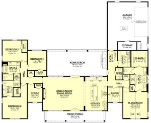 H7783-A Transitional House First Floor Plan, 4 Bedrooms, 3.5 Bathrooms | Magnolia Ridge House Plan 