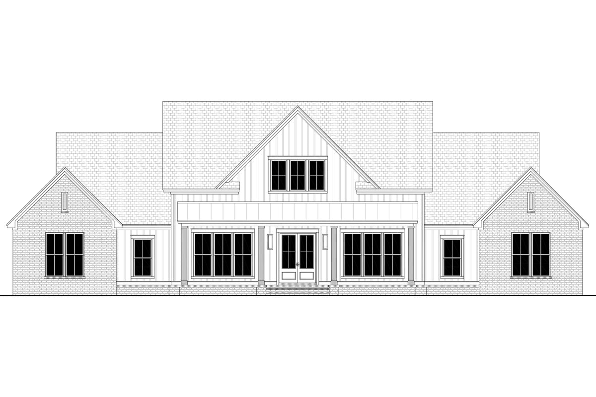 H7783-A Transitional House Front CAD, 4 Bedrooms, 3.5 Bathrooms | Magnolia Ridge House Plan 