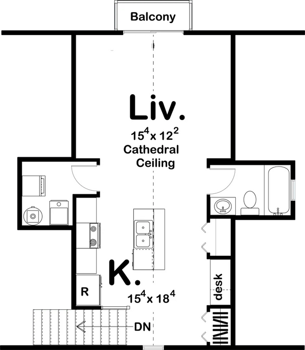 Hayes Garage Plan | Garage Apartment Plan | Studio Apartment