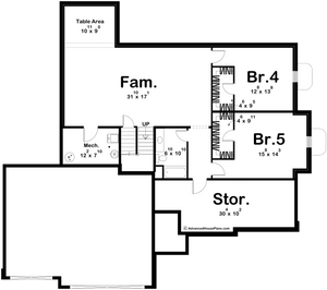 G7620-A Traditional House Basement Floor Plan, 3 Bedrooms, 2 Bathrooms | Torrance House Plan