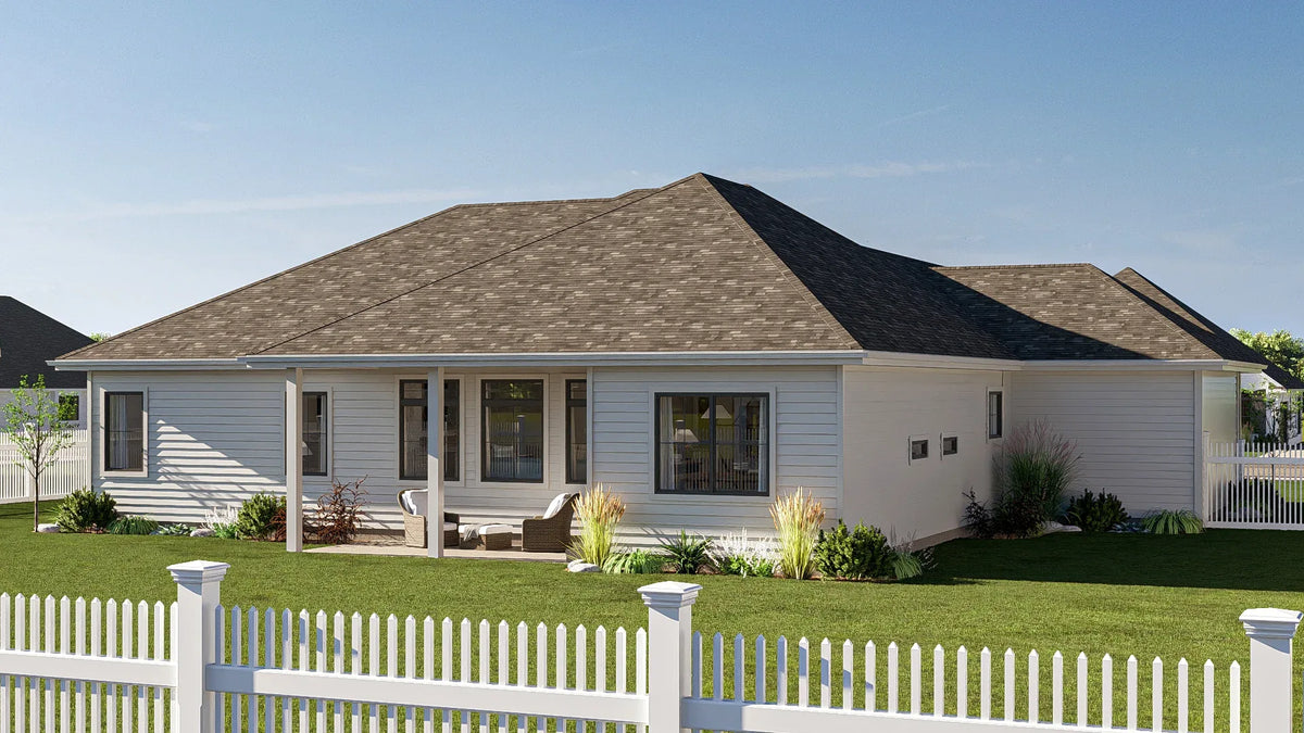 G7620-A Traditional House, 3 Bedrooms, 2 Bathrooms | Torrance House Plan Exterior-3