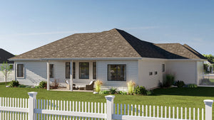 G7620-A Traditional House, 3 Bedrooms, 2 Bathrooms | Torrance House Plan Exterior-3