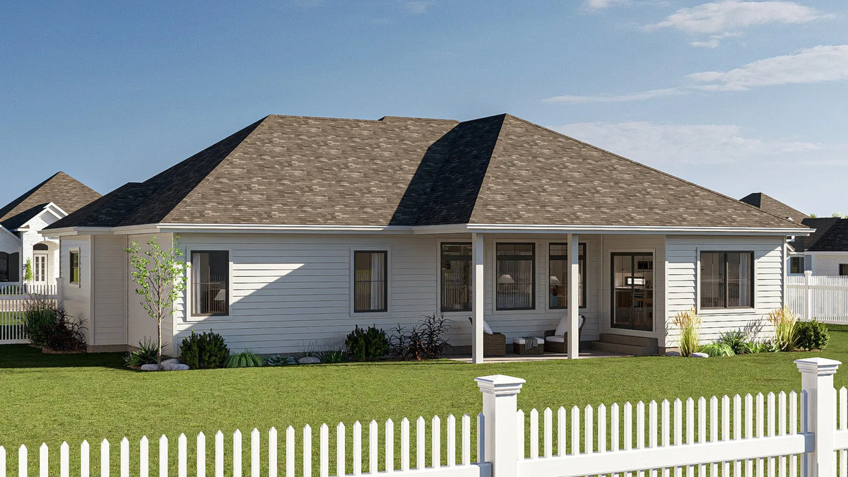 G7620-A Traditional House, 3 Bedrooms, 2 Bathrooms | Torrance House Plan Exterior-4