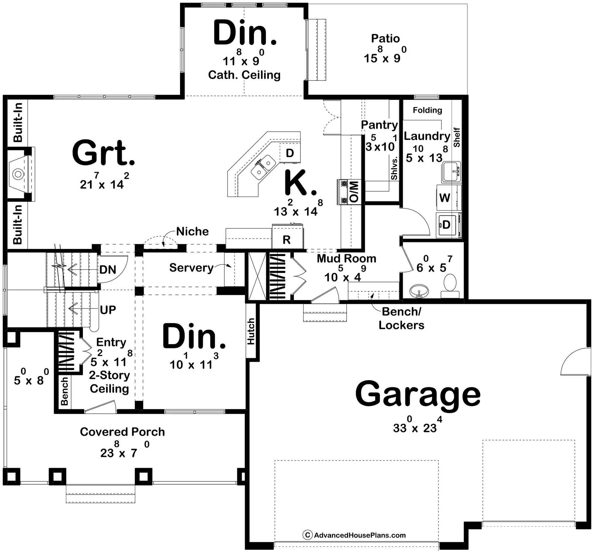 G7624-A Traditional House First Floor Plan, 4 Bedrooms, 2.5 Bathrooms | McKinley House Plan 