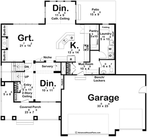 G7624-A Traditional House First Floor Plan, 4 Bedrooms, 2.5 Bathrooms | McKinley House Plan 