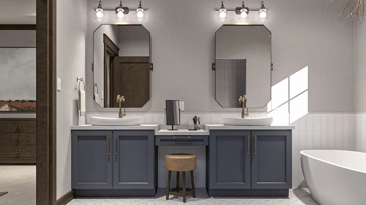 G7642-A Mediterranean House Master Bathroom, 2 Bedrooms, 2 Bathrooms | Rimrock House Plan 