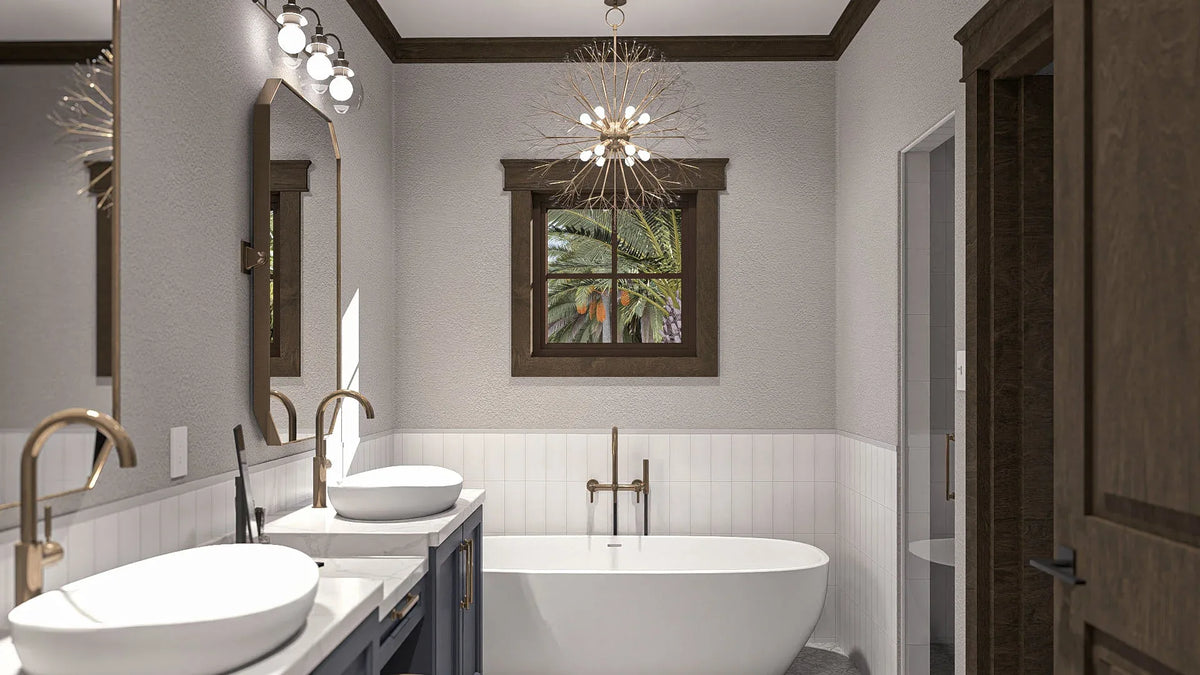 G7642-A Mediterranean House Master Bathroom, 2 Bedrooms, 2 Bathrooms | Rimrock House Plan 