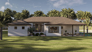 G7642-A Mediterranean House, 2 Bedrooms, 2 Bathrooms | Rimrock House Plan Exterior-3