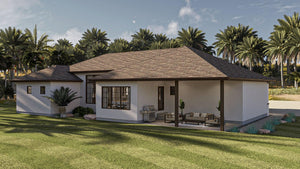 G7642-A Mediterranean House, 2 Bedrooms, 2 Bathrooms | Rimrock House Plan Exterior-2