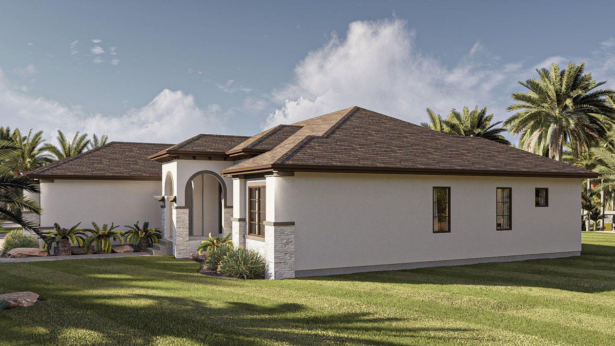 G7642-A Mediterranean House, 2 Bedrooms, 2 Bathrooms | Rimrock House Plan Exterior-4