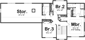 G7729-A Modern Farmhouse Second Floor Plan, 3 Bedrooms, 2.5 Bathrooms | Herman Farm