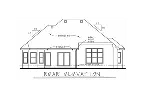 AB7769-A French Country House Rear Elevation, 2 or 3 Bedrooms, 2 Bathrooms | Prichett House Plan 