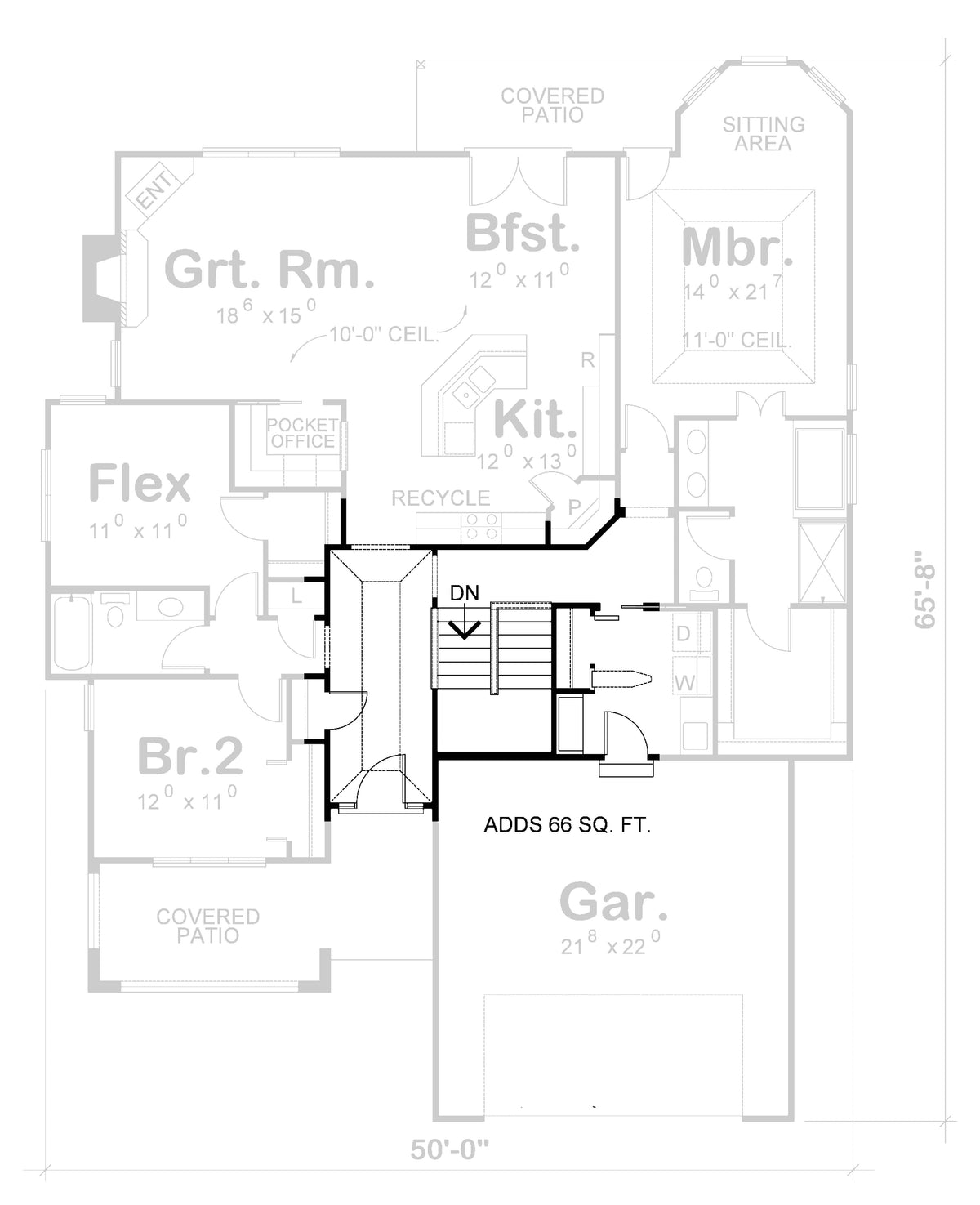 AB7769-A French Country House Basement Stair Location, 2 or 3 Bedrooms, 2 Bathrooms | Prichett House Plan 