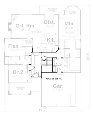 AB7769-A French Country House Basement Stair Location, 2 or 3 Bedrooms, 2 Bathrooms | Prichett House Plan 