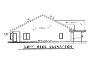 AB8333-A Traditional House, 1 to 2 Bedrooms, 2 Bathrooms | Blaylock House Plan Left Elevation
