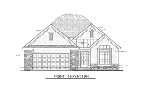 AB8078-A French Country House, 1 to 2 Bedrooms, 2 Bathrooms | Akers House Plan Front Elevation