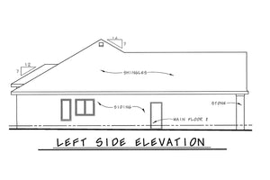 AB8078-A French Country House, 1 to 2 Bedrooms, 2 Bathrooms | Akers House Plan Left Elevation