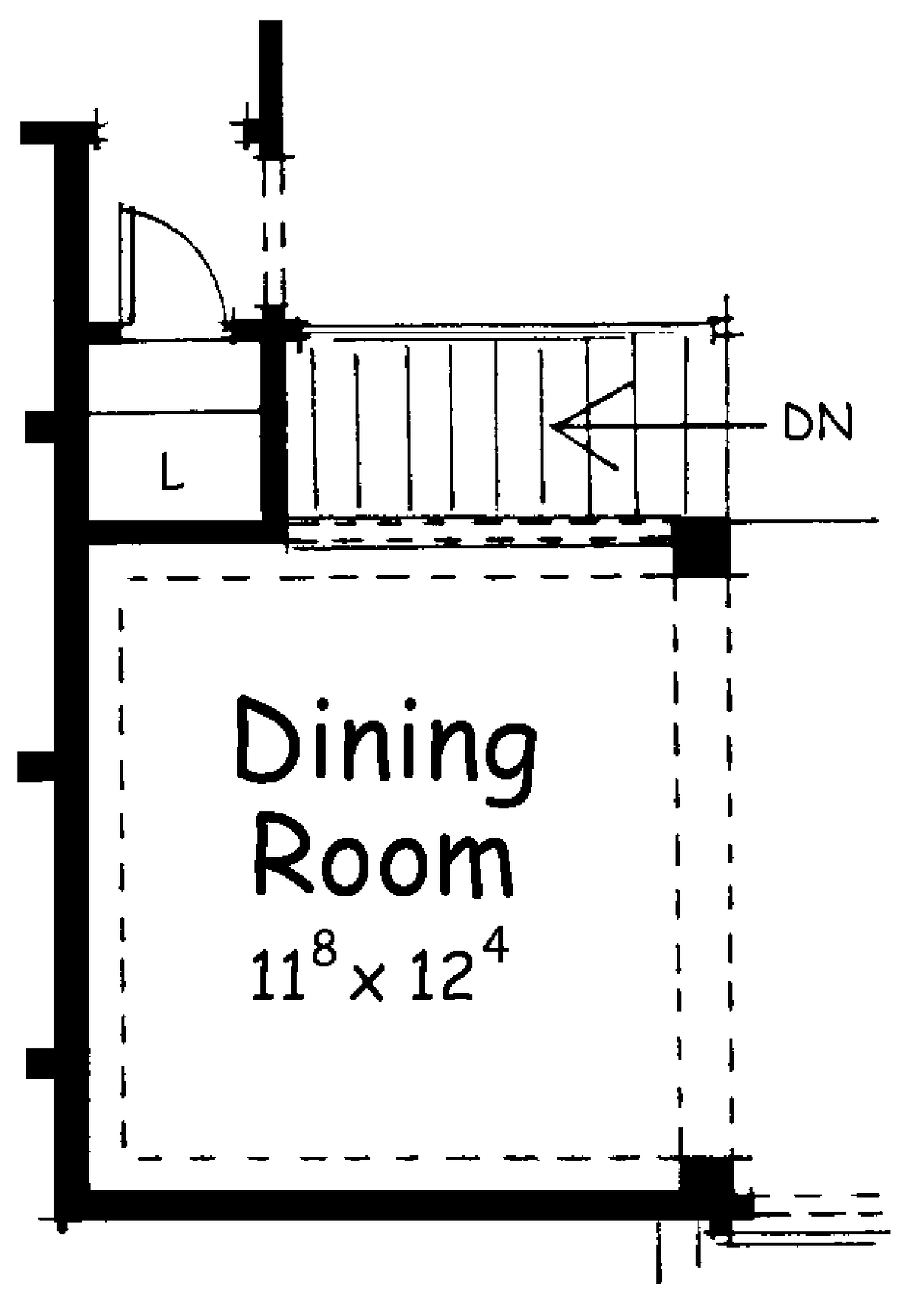 AB8078-A French Country House Dining Floor Plan Option, 1 to 2 Bedrooms, 2 Bathrooms | Akers House Plan 