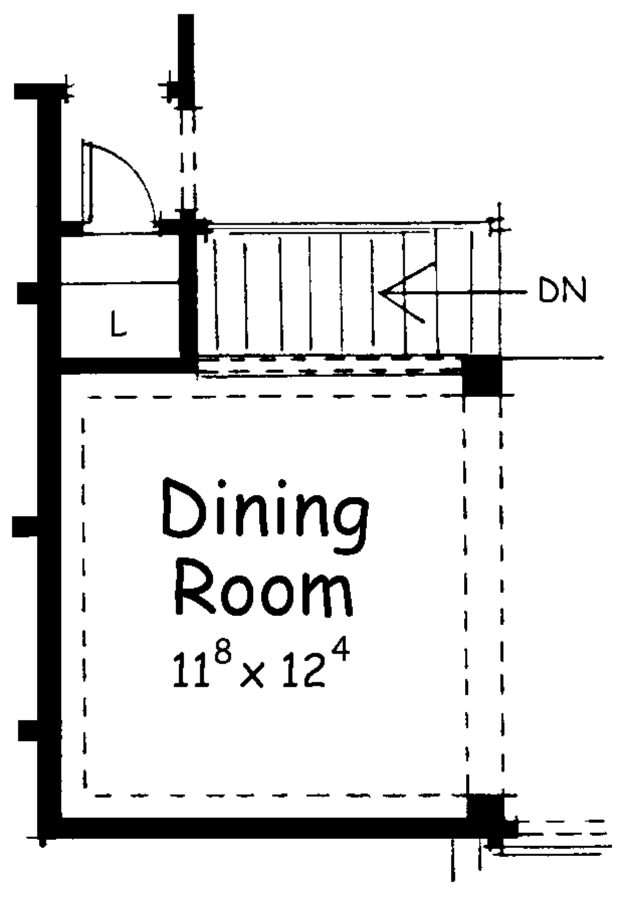 AB8078-A French Country House Dining Floor Plan Option, 1 to 2 Bedrooms, 2 Bathrooms | Akers House Plan 