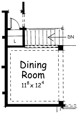 AB8078-A French Country House Dining Floor Plan Option, 1 to 2 Bedrooms, 2 Bathrooms | Akers House Plan 