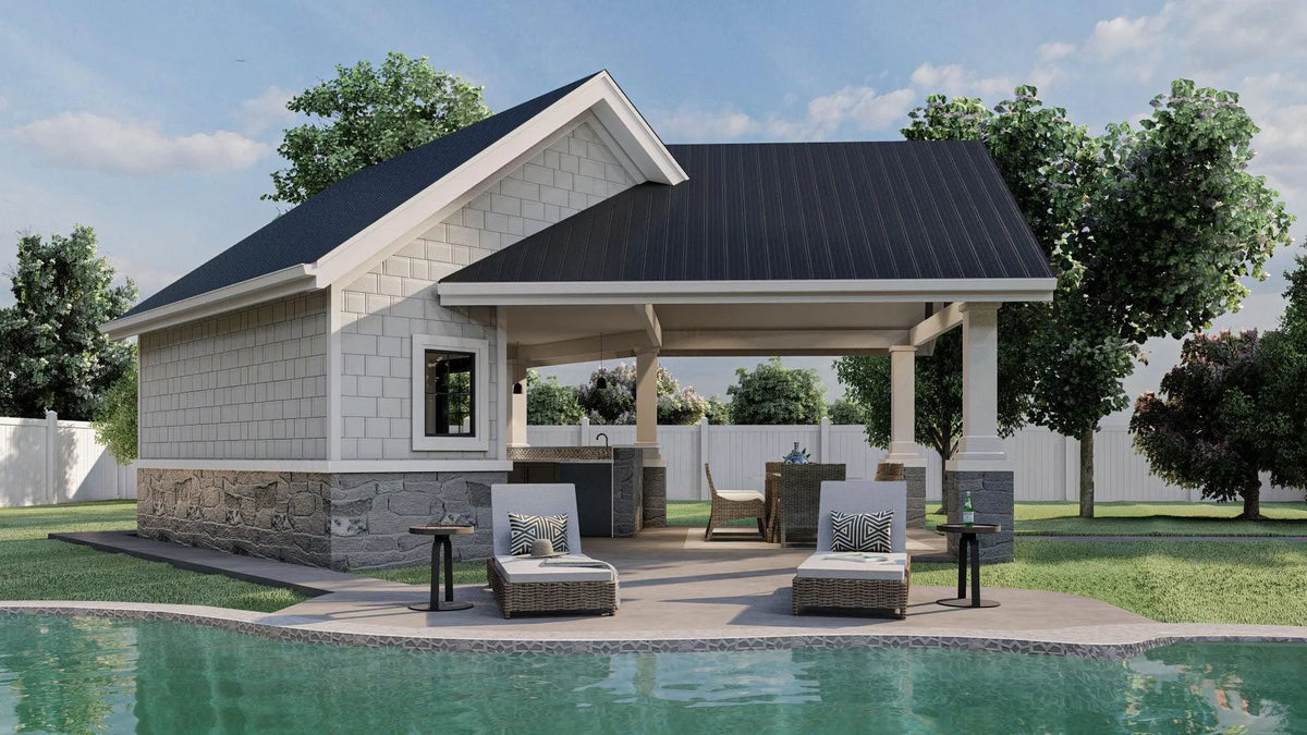 Ivarson Pool House Plan - Archival Designs House Plans