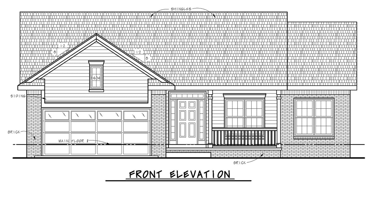 AB7945-A Traditional House, 4 Bedrooms, 2 Bathrooms | McClover 29302 Front Elevation