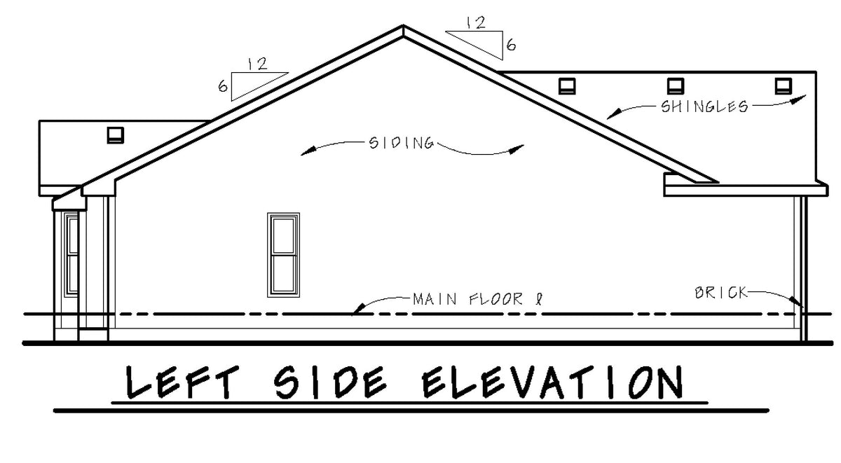 AB7945-A Traditional House, 4 Bedrooms, 2 Bathrooms | McClover 29302 Left Elevation