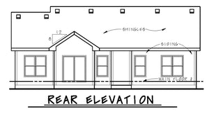 AB7945-A Traditional House, 4 Bedrooms, 2 Bathrooms | McClover 29302 Rear Elevation