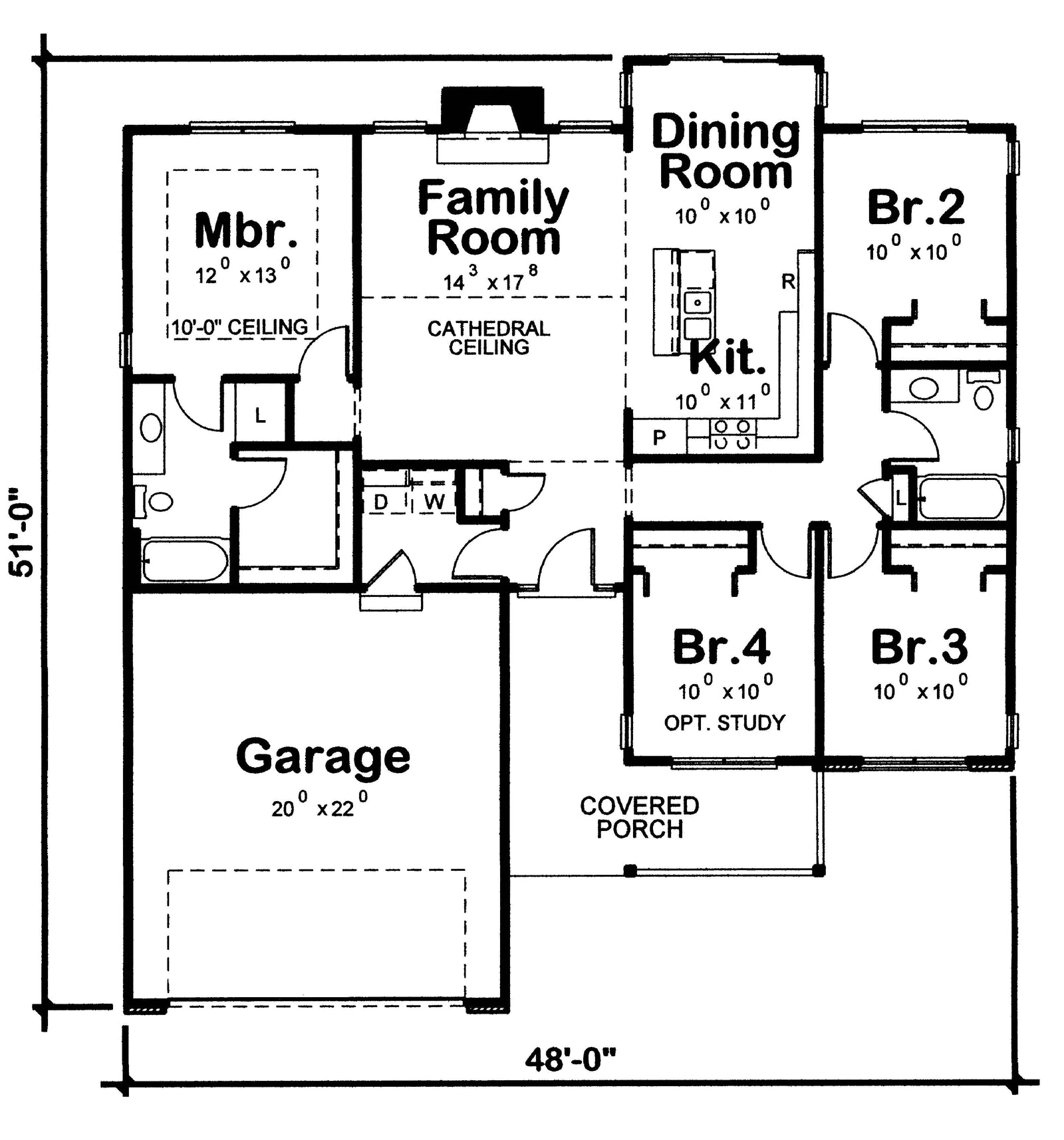 AB7945-A Traditional House, 4 Bedrooms, 2 Bathrooms | McClover 29302 Exterior