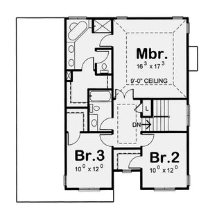 AB8076-A Traditional House Second Floor Plan, 3 Bedrooms, 2.5 Bathrooms | Whitehurst House Plan 