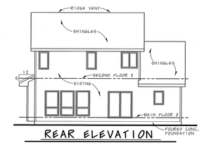 AB8076-A Traditional House, 3 Bedrooms, 2.5 Bathrooms | Whitehurst House Plan Rear Elevation