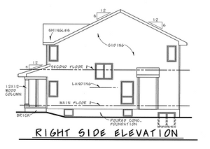 AB8076-A Traditional House, 3 Bedrooms, 2.5 Bathrooms | Whitehurst House Plan Right Elevation