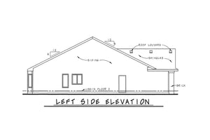 AB7770-A Traditional Duplex House Left Elevation, 2 Bedrooms, 2 Bathrooms per unit | Pollard House Plan 