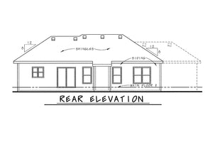 AB8067-A Traditional House, 3 Bedrooms, 2 Bathrooms | Hetherington 29312 Rear Elevation
