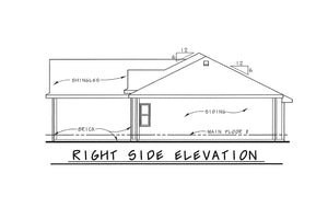AB8067-A Traditional House, 3 Bedrooms, 2 Bathrooms | Hetherington 29312 Right Elevation