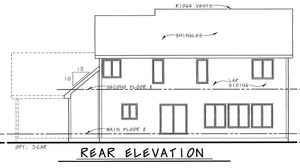 AB8075-A Traditional House, 4 Bedrooms, 2.5 Bathrooms | Fasano House Plan Rear Elevation