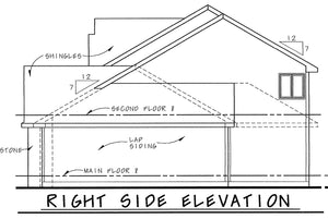 AB8075-A Traditional House, 4 Bedrooms, 2.5 Bathrooms | Fasano House Plan Right Elevation