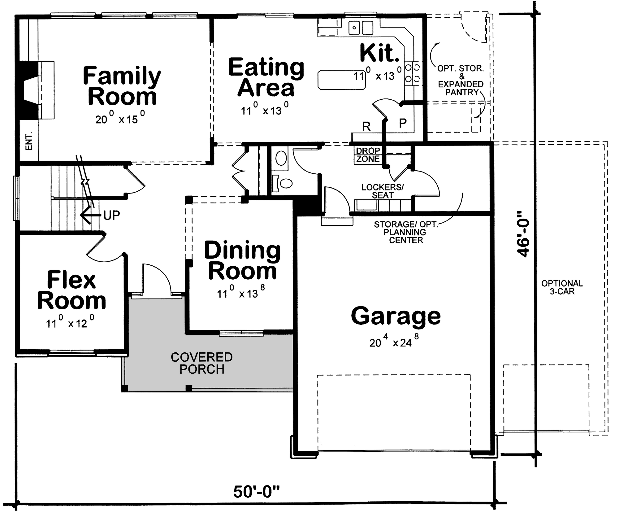 AB8075-A Traditional House First Floor Plan, 4 Bedrooms, 2.5 Bathrooms | Fasano House Plan 